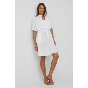 Bavlnené šaty Emporio Armani biela farba, mini, áčkový strih vyobraziť