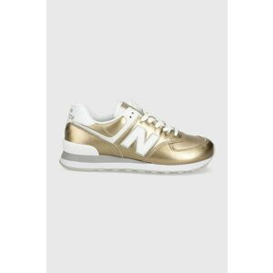 Kožená obuv New Balance Wl574lc2 zlatá farba, vyobraziť