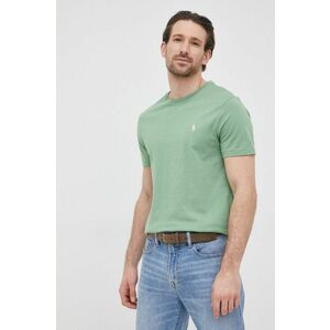 Bavlnené tričko Polo Ralph Lauren zelená farba, jednofarebné vyobraziť