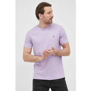 Bavlnené tričko Polo Ralph Lauren fialová farba, melanžové vyobraziť