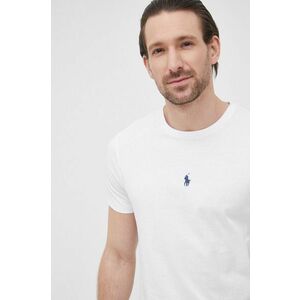 Bavlnené tričko Polo Ralph Lauren biela farba, jednofarebné vyobraziť