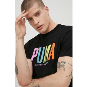 Bavlnené tričko Puma 533623 čierna farba, s nášivkou vyobraziť
