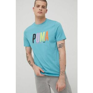 Bavlnené tričko Puma 533623 tyrkysová farba, s nášivkou vyobraziť