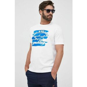 Bavlnené tričko Paul&Shark biela farba, s potlačou vyobraziť