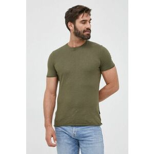 Bavlnené tričko Sisley zelená farba, jednofarebné vyobraziť