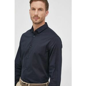 Košeľa Armani Exchange pánska, tmavomodrá farba, slim, s klasickým golierom vyobraziť