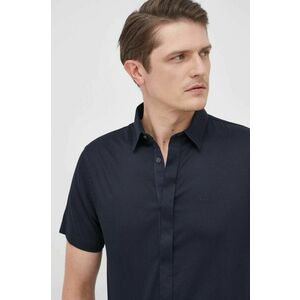 Košeľa Armani Exchange pánska, tmavomodrá farba, slim, s klasickým golierom vyobraziť