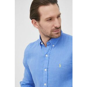 Ľanová košeľa Polo Ralph Lauren pánska, slim, s golierom button-down vyobraziť