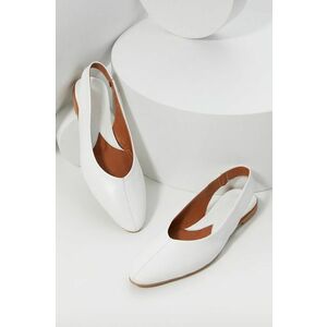 Kožené balerínky Answear Lab biela farba, s otvorenou pätou vyobraziť