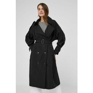 Kabát Answear Lab dámsky, čierna farba, prechodný, dvojradový vyobraziť
