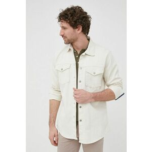 Rifľová košeľa Pepe Jeans Dave Natural pánska, béžová farba, regular, s klasickým golierom vyobraziť