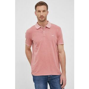 Polo tričko Woolrich pánske, ružová farba, jednofarebné vyobraziť