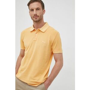 Polo tričko Woolrich pánske, žltá farba, jednofarebné vyobraziť