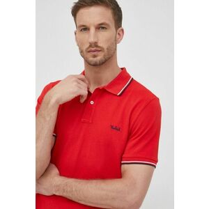 Polo tričko Woolrich pánske, červená farba, jednofarebné vyobraziť