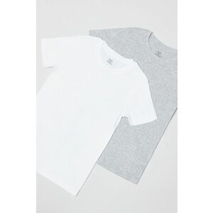 Detské bavlnené tričko OVS (2-pak) šedá farba, jednofarebné vyobraziť