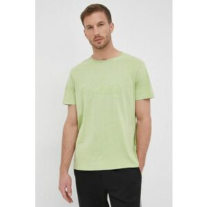 Bavlnené tričko Guess zelená farba, s nášivkou vyobraziť