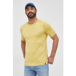 Bavlnené tričko Sisley žltá farba, jednofarebné vyobraziť