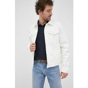 Rifľová bunda Tommy Hilfiger pánska, biela farba, prechodná, vyobraziť