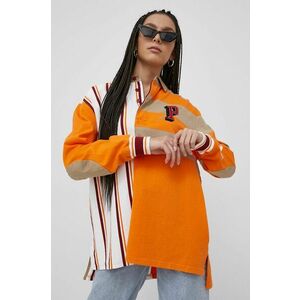 Bavlnené tričko s dlhým rukávom Puma Title Nine 532494 dámske, oranžová farba, vyobraziť
