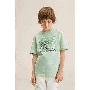 Detské bavlnené tričko Mango Kids Chance zelená farba, s potlačou vyobraziť