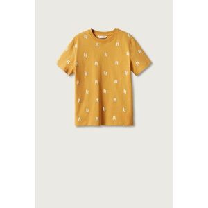 Detské bavlnené tričko Mango Kids Stamp2 žltá farba, vzorované vyobraziť