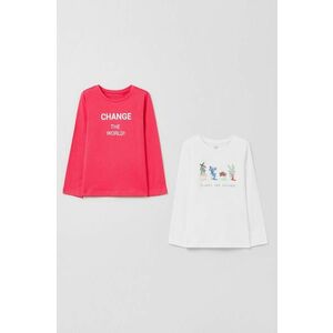 Detská bavlnená košeľa s dlhým rukávom OVS (2-pak) ružová farba, vyobraziť