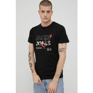 Bavlnené tričko Jack & Jones čierna farba, s potlačou vyobraziť