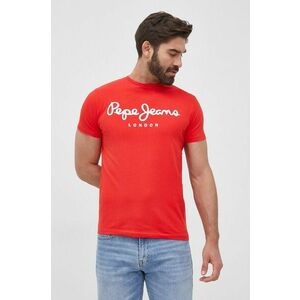 Tričko Pepe Jeans Original Stretch N pánsky, červená farba, s potlačou vyobraziť
