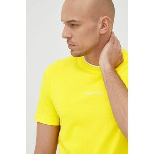 Bavlnené tričko Calvin Klein žltá farba, s potlačou vyobraziť
