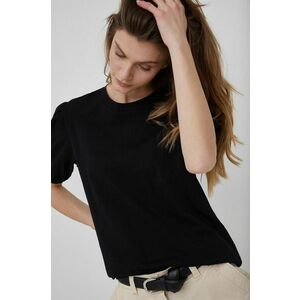 Bavlnené tričko Sisley dámska, čierna farba, vyobraziť