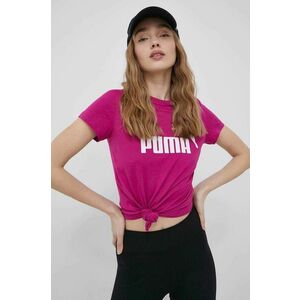 Bavlnené tričko Puma ružová farba, vyobraziť