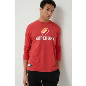 Tričko s dlhým rukávom Superdry pánske, červená farba, s nášivkou vyobraziť