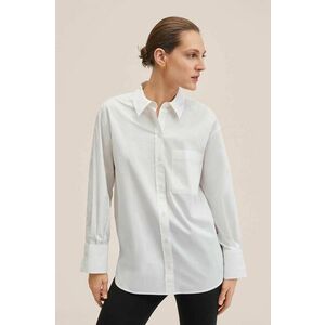 Bavlnená košeľa Mango Juanes dámska, biela farba, voľný strih, s klasickým golierom vyobraziť