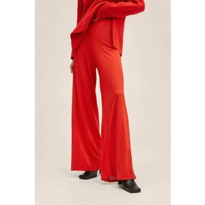 Nohavice Mango Gorri dámske, červená farba, široké, vysoký pás vyobraziť