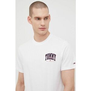Bavlnené tričko Tommy Jeans biela farba, s potlačou vyobraziť