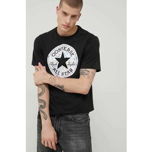 Bavlnené tričko Converse čierna farba, s potlačou vyobraziť