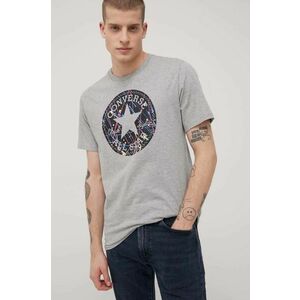 Bavlnené tričko Converse šedá farba, melanžové vyobraziť