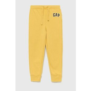 Detské nohavice GAP žltá farba, s nášivkou vyobraziť