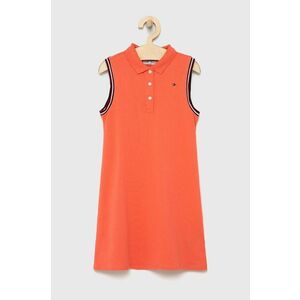 Dievčenské šaty Tommy Hilfiger oranžová farba, mini, rovný strih vyobraziť