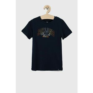 Detské bavlnené tričko Jack & Jones tmavomodrá farba, melanžový vyobraziť
