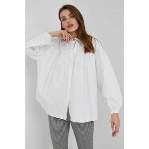 Bavlnená košeľa Answear Lab dámska, biela farba, voľný strih, so stojačikom vyobraziť