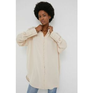 Košeľa Answear Lab dámska, béžová farba, regular, s klasickým golierom vyobraziť
