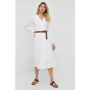 Bavlnené šaty MICHAEL Michael Kors biela farba, midi, áčkový strih vyobraziť