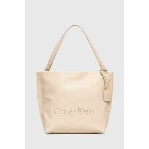 Kabelka Calvin Klein béžová farba vyobraziť