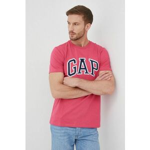 Bavlnené tričko GAP ružová farba, s nášivkou vyobraziť