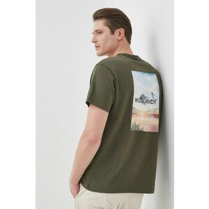 Bavlnené tričko Woolrich CFWOTE0067MRUT2924-103, zelená farba, jednofarebné vyobraziť