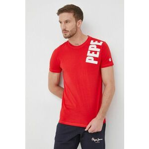 Bavlnené tričko Pepe Jeans Aerol červená farba, s potlačou vyobraziť