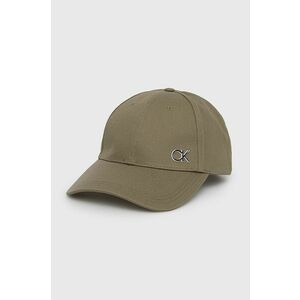 Bavlnená čiapka Calvin Klein zelená farba, s nášivkou vyobraziť