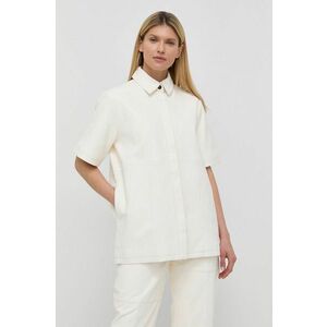 Kožená košeľa Herskind dámska, biela farba, voľný strih, s klasickým golierom vyobraziť