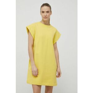 Bavlnené šaty Deha žltá farba, mini, rovný strih vyobraziť